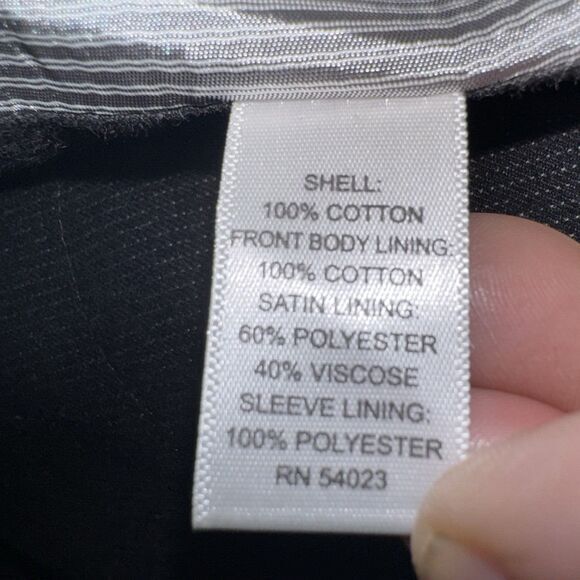 Banana Republic Blk Cotton Flannel Pinstripe Tailored Fit Blazer Sport Coat 44R - Picture 6 of 9